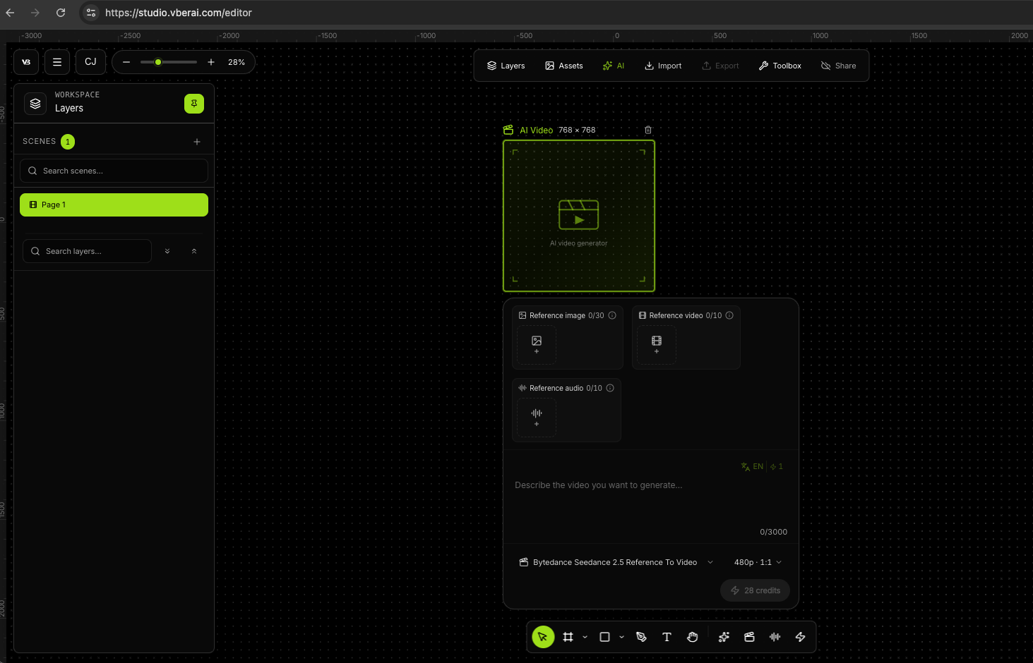 Add an AI Video node on the canvas