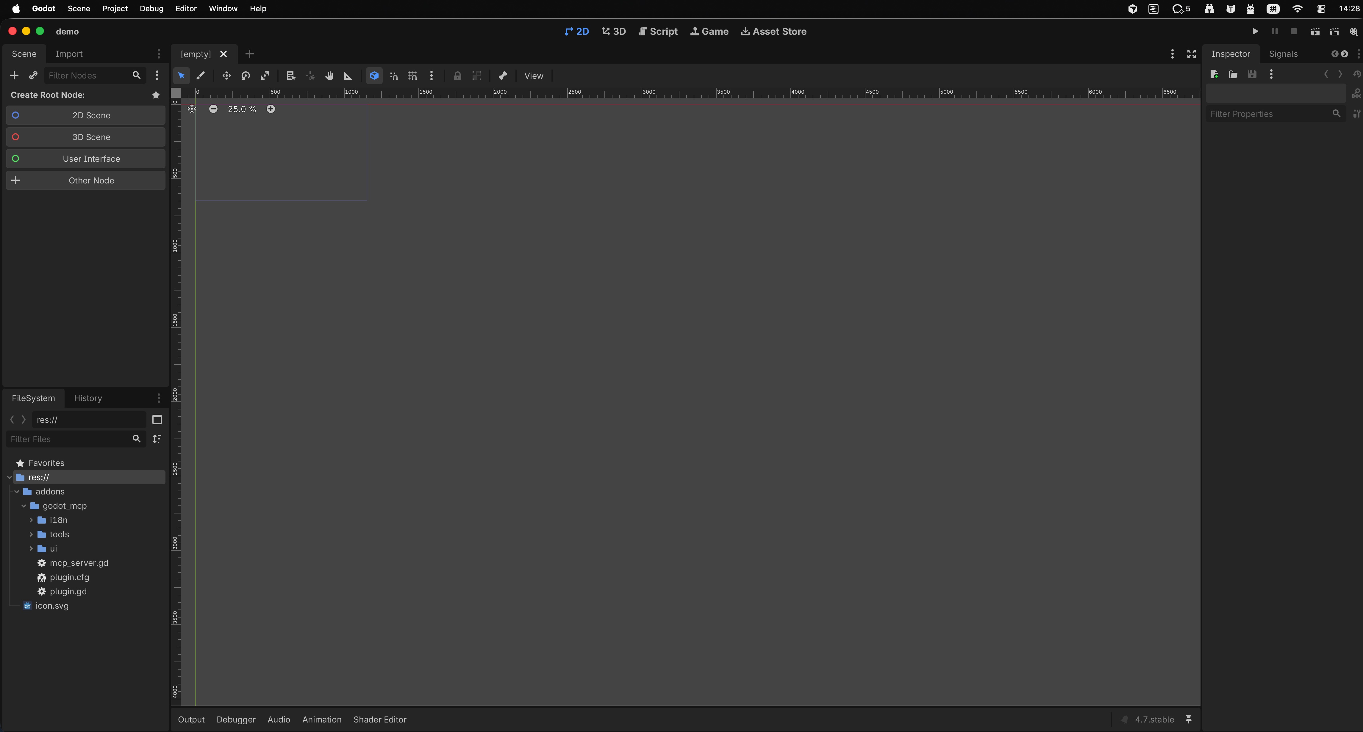 Place the Godot MCP plugin folder under the project addons directory