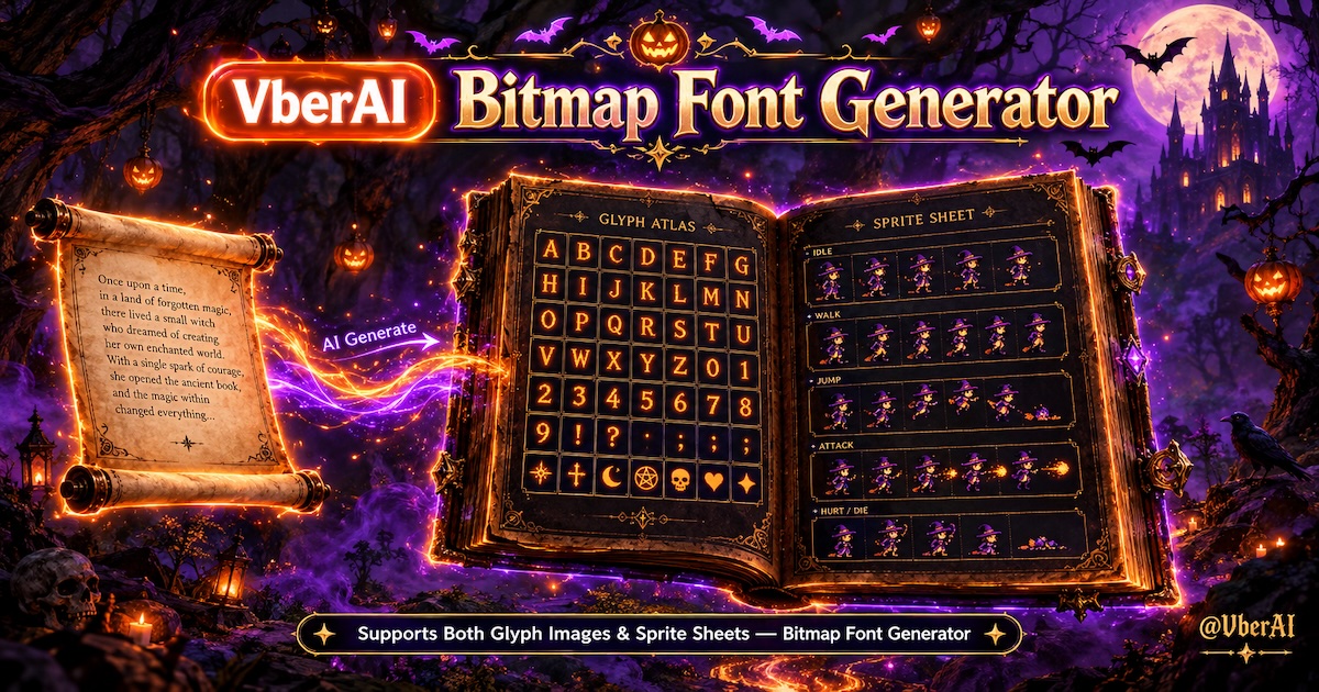 VberAI Bitmap Font: رفع glyphs / sprite sheet auto-split → BMFont