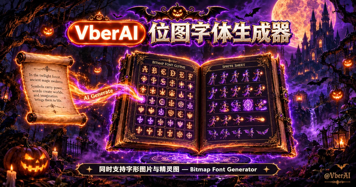VberAI 位圖字型生成器：上傳字形 / 精靈圖拆分，BMFont 進 Unity