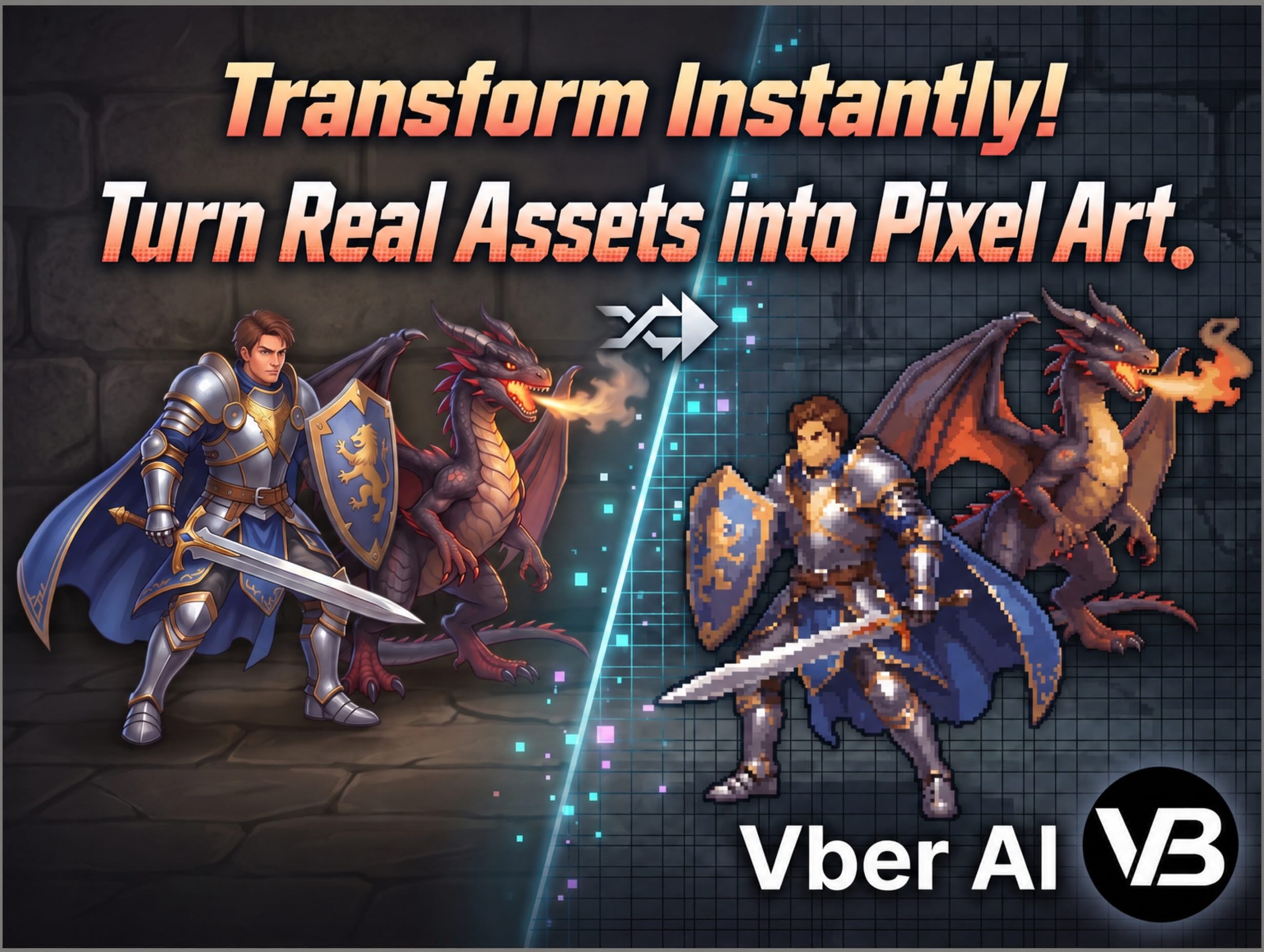 AI Image Pixelate in VberAI: Tune Block Size & Palette, Then Ship Assets to Engine
