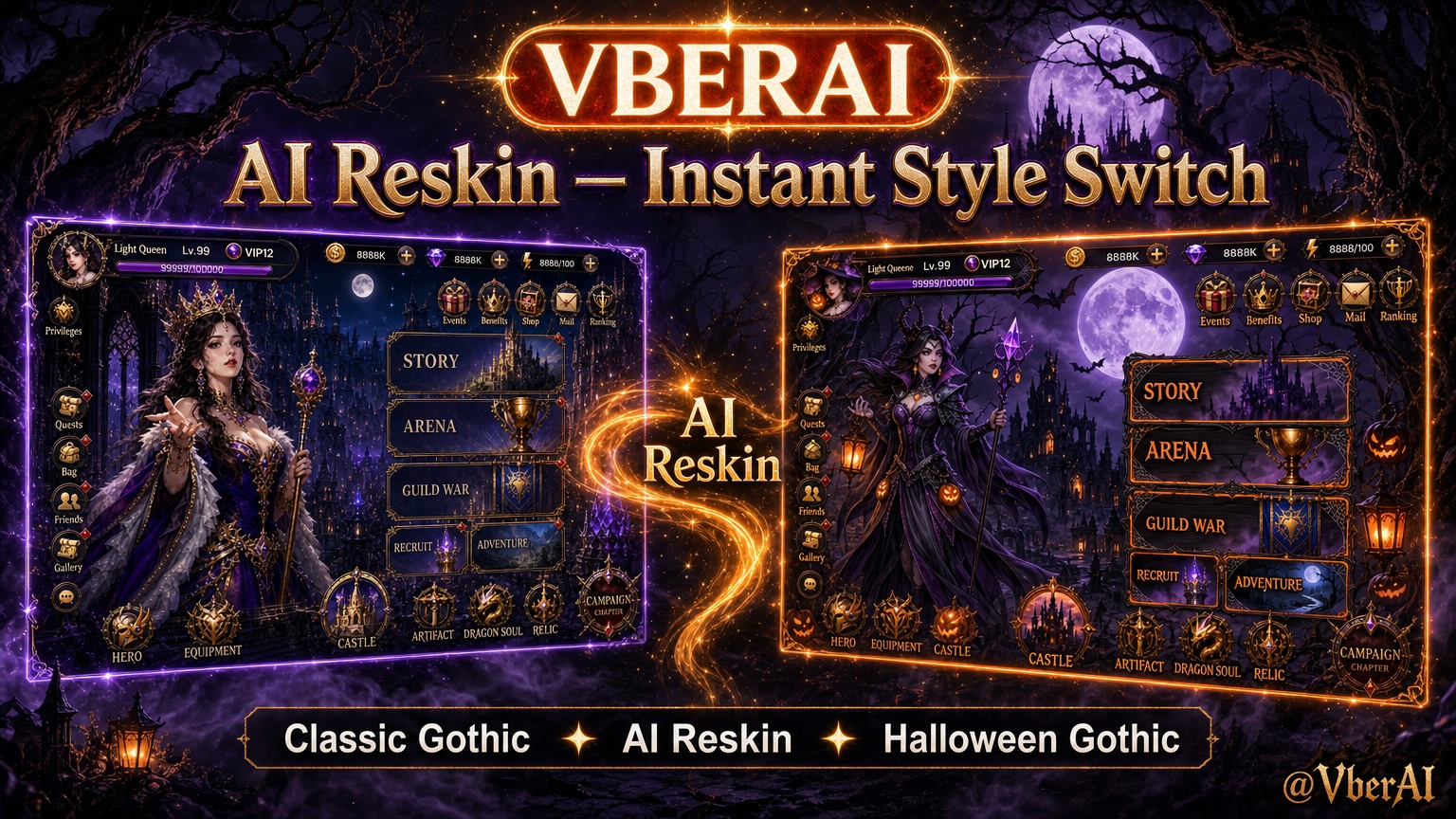 VberAI Reskin UI con un clic: Cambia i temi del gioco senza spostare il layout